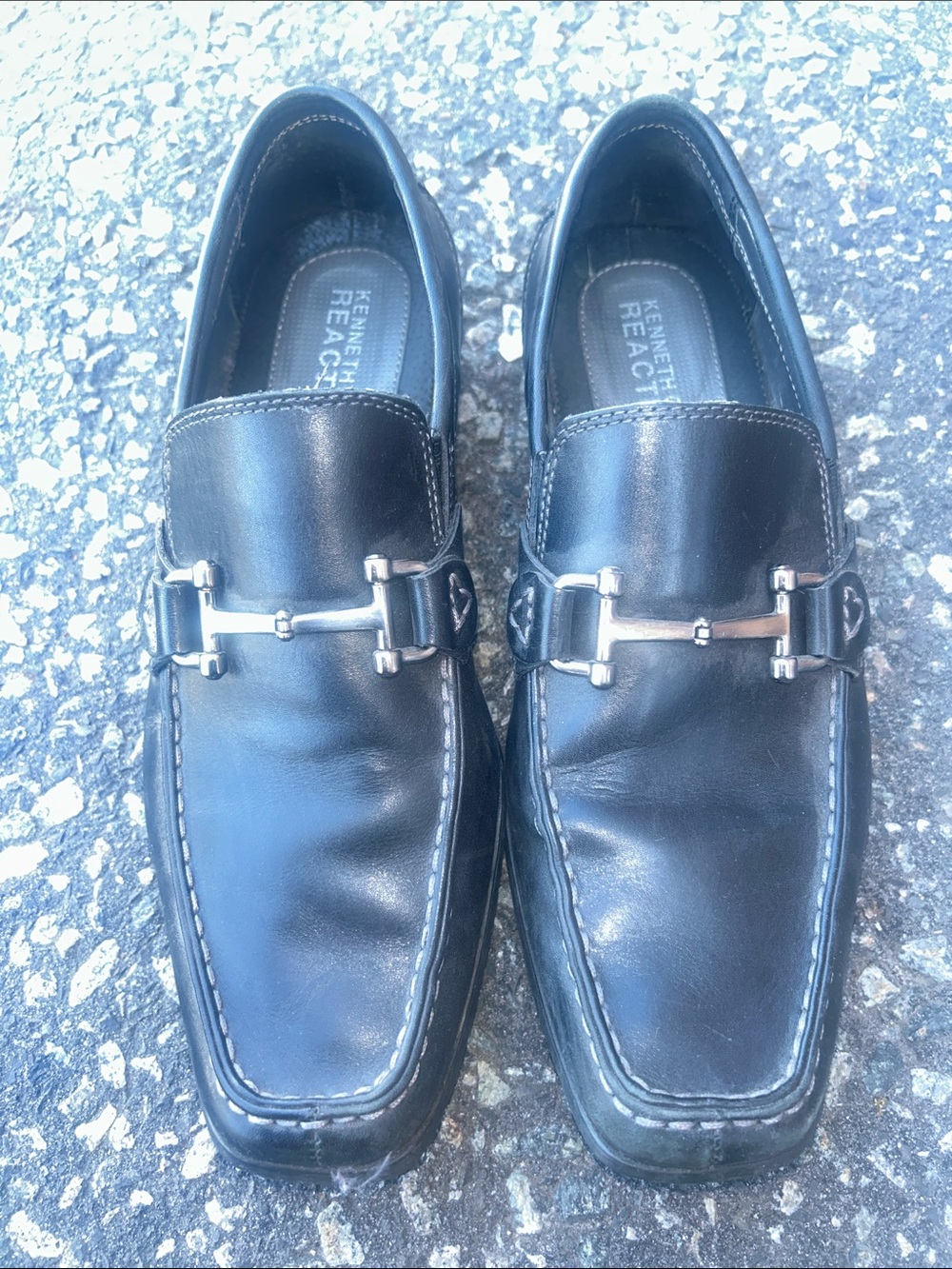 Kenneth Cole Reaction Black Leather Bit Slip-On Loafers size 9M